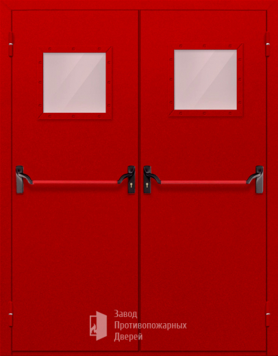 Фото двери «Двупольная со стеклопакетом и антипаникой (красная)» в Электростали
