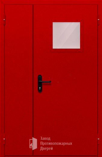 Фото двери «Полуторная со стеклопакетом (красная)» в Электростали
