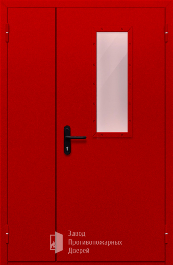 Фото двери «Полуторная со стеклом (красная)» в Электростали