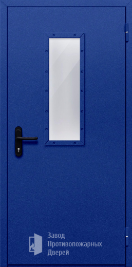 Фото двери «Однопольная со стеклом (синяя)» в Электростали