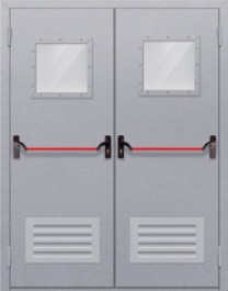Фото двери «Двупольная со стеклопакетом и решеткой (антипаника)» в Электростали