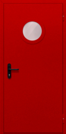 Фото двери «Однопольная с круглым стеклом (красная)» в Электростали