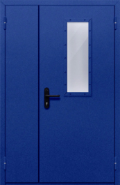 Фото двери «Полуторная со стеклом (синяя)» в Электростали