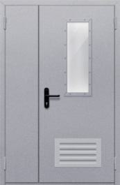 Фото двери «Полуторная со стеклом и  решеткой» в Электростали