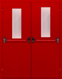 Фото двери «Двупольная с стеклом и антипаникой (красная)» в Электростали