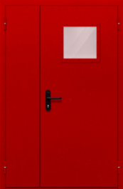 Фото двери «Полуторная со стеклопакетом (красная)» в Электростали