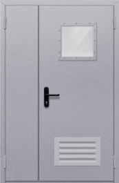 Фото двери «Полуторная со стеклопакетом и решеткой» в Электростали