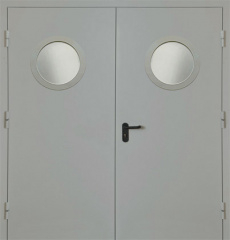 Фото двери «Двупольная с круглым стеклом EI-30» в Электростали