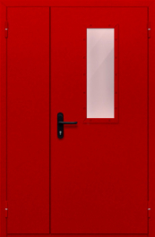 Фото двери «Полуторная со стеклом (красная)» в Электростали