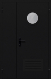 Фото двери «Полуторная с вентиляцией и стеклом №44» в Электростали