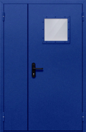 Фото двери «Полуторная со стеклопакетом (синяя)» в Электростали